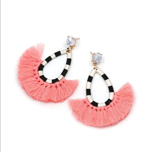 Colorful Fringe Tassel Earrings W/ Stripes OR Striped Tassel Earrings NWT - Picture 6 of 8